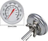 Stainless Steel Analogue BBQ Grill Thermometer with 5 cm Dial and 4 cm Probe for Smokers, Grills and Outdoor Cooking, Silver