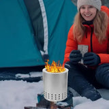 Portable Metal Tabletop Fire Pit with Ventilation Holes for Garden, Camping and Outdoor Warmth, Compact Personal Fireplace, Black