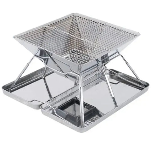 Foldable Stainless Steel Charcoal BBQ Grill with Carry Handle for Camping, Picnics, Beach Trips and Outdoor Cooking, 31 x 31 x 22 cm, Silver In Australia - Darrahopens