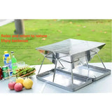 Foldable Stainless Steel Charcoal BBQ Grill with Carry Handle for Camping, Picnics, Beach Trips and Outdoor Cooking, 31 x 31 x 22 cm, Silver