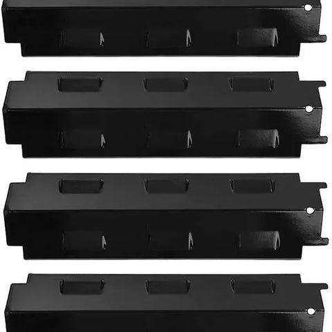 4 Pack Porcelain-Coated Steel Grill Heat Plates, Replacement Burner Covers for Char-Broil and Kenmore Gas Grills, Black, 37 x 11 cm