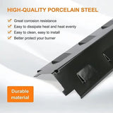 4 Pack Porcelain-Coated Steel Grill Heat Plates, Replacement Burner Covers for Char-Broil and Kenmore Gas Grills, Black, 37 x 11 cm