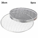 5 Pack Round Galvanised Iron BBQ Grill Grates with Wire Mesh for Camping, Outdoor Barbecue and Food Warming, Silver, 30 cm