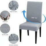6 Pack Washable High Back Dining Chair Covers, Stretch Slipcovers for Kitchen and Dining Room Chairs, Light Grey, for Everyday Home Use