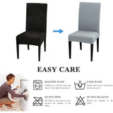 6 Pack Washable High Back Dining Chair Covers, Stretch Slipcovers for Kitchen and Dining Room Chairs, Light Grey, for Everyday Home Use