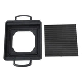 Mini Aluminium Alloy Tabletop Grill Pan with Removable Ribbed Plate for Home Cooking, Korean BBQ and Rice Cake Baking, Black