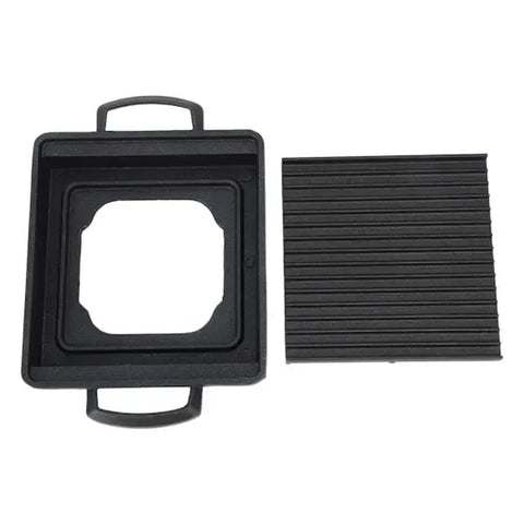 Mini Aluminium Alloy Tabletop Grill Pan with Removable Ribbed Plate for Home Cooking, Korean BBQ and Rice Cake Baking, Black
