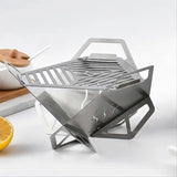 Portable Stainless Steel Mini BBQ Grill with Detachable Folding Design for Camping, Picnics, Beach and Backyard Cooking, Silver