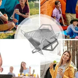 Portable Stainless Steel Mini BBQ Grill with Detachable Folding Design for Camping, Picnics, Beach and Backyard Cooking, Silver