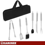 6 Pack BBQ Tool Set Stainless Steel With Case for Gas and Charcoal Grills, Camping Picnic, for Camping, Picnics and Outdoor Cooking, Black