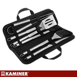 6 Pack BBQ Tool Set Stainless Steel With Case for Gas and Charcoal Grills, Camping Picnic, for Camping, Picnics and Outdoor Cooking, Black