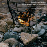 Compact Campfire Grill Iron Foldable Wood Burning Fire Pit Stand With Kettle Hook for Camping Hiking Backpacking Silver