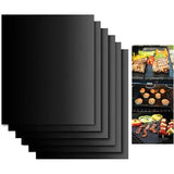 6 Pack BBQ Grill Mats Non-Stick Reusable PTFE Cooking Sheets for Gas Charcoal and Electric Grills 40 x 33 cm