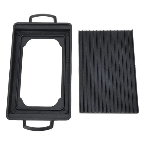 Mini Aluminium Alloy Charcoal Grill Pan with Fast Even Heating for Home Cooking, Camping and Picnics, Black, 24 x 15 cm