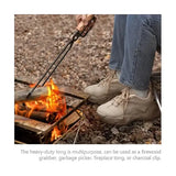 Long Iron Grill Tongs Heavy Duty Fireplace Wood and Charcoal Tongs for BBQ Camping Picnic 47 x 10 cm