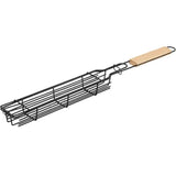 2 Pack Non-Stick Steel BBQ Grill Baskets with Locking Food Cage and Wooden Handles for Camping and Charcoal Grilling, 49 cm