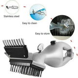 Steam BBQ Grill Cleaning Brush with Stainless Steel Bristles and Scraper for Charcoal Grills, Chemical-Free Cleaning Tool, Grey, 37 cm
