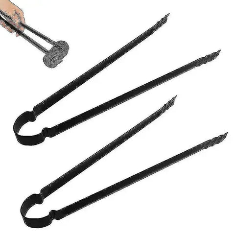 2 Pack Charcoal Tongs Iron Metal Handle Multipurpose Food Clamps for Outdoor Grilling Camping Picnic Fireplace