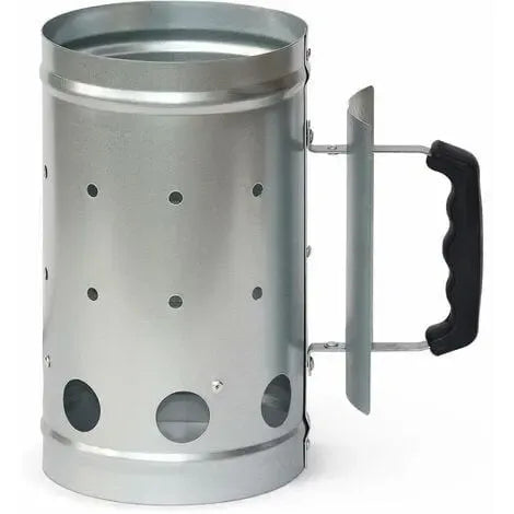 Charcoal Chimney Starter for Charcoal Grills, Galvanized Steel with Cool Touch Bakelite Handle, Outdoor BBQ, Grey, 15.8 x 15.8 x 27 cm