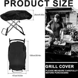 Compact Grill Cover Adjustable Elastic Hem 210D Oxford Fabric for Outdoor Gas Charcoal Grills Black 100 x 47 x 25 cm