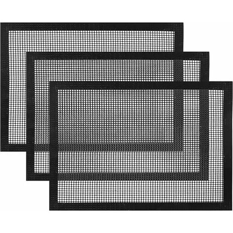 3 Pack Reusable Fibreglass Grill Mats with Non-Stick PTFE Coating for Gas, Charcoal Grills and Pellet Smokers, Black, 40 x 33 cm In Australia - Darrahopens
