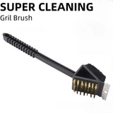 2 Pack Grill Brush and Scraper Set, Lightweight Double Sided 3-in-1 Plastic BBQ Cleaning Brush for Gas and Charcoal Grills