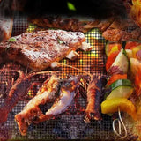 6 Pack Reusable Non-Stick Heat Resistant BBQ Grill Mesh Mats for Gas Charcoal Grills Oven Camping Outdoor Cooking, Silver 30 x 40 cm