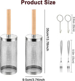 304 Stainless Steel Rolling Grill Basket Set with Removable Handle for Vegetables, Shrimp and Outdoor BBQ, Nesting Design, Silver In Australia - Darrahopens