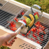 304 Stainless Steel Rolling Grill Basket Set with Removable Handle for Vegetables, Shrimp and Outdoor BBQ, Nesting Design, Silver In Australia - Darrahopens