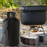 Waterproof Propane Gas Tank Cover with Drawstring, Dustproof Polyester Protection for Outdoor BBQ and Camping Cylinders, Black, 31 x 59 cm