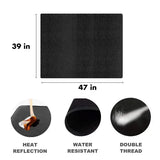 Fireproof Waterproof BBQ Grill Mat, Grease-Resistant Floor Protector for Gas Grills, Patios, Decks and Backyards, Black, 99 x 119 cm