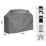 Heavy Duty Waterproof Grill Cover with UV Protection for 3 and 4 Burner Gas Grills, Outdoor Patio and Garden Storage, Grey, 163 cm