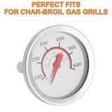 Waterproof Grill Lid Thermometer Replacement for Char-Broil G432-8L00-W1, Stainless Steel Heat Indicator with 5 cm Dial