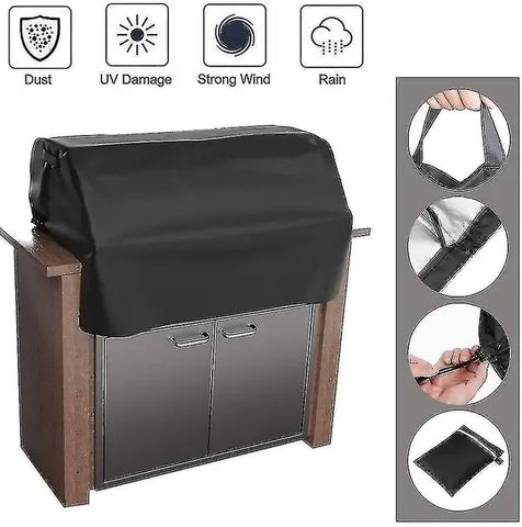 420D Oxford Built-In Grill Cover, Water and Tear Resistant Protection for Outdoor Gas Grill Heads, Fits 81-94 cm Grills, Black In Australia - Darrahopens