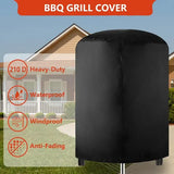 Round Grill Cover 210D Oxford Fabric Waterproof Tear Resistant UV Resistant for Outdoor BBQ Grills 62 x 105 cm