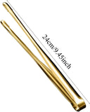Cooking Tweezers Heat Resistant Stainless Steel Non-Stick Food Tongs for Kitchen and Grill 30 cm Gold
