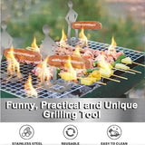 6 Piece Stainless Steel Sausage Grill Holder Rack, Portable Rotating BBQ Stand for Hot Dogs, Camping and Outdoor Cooking In Australia - Darrahopens