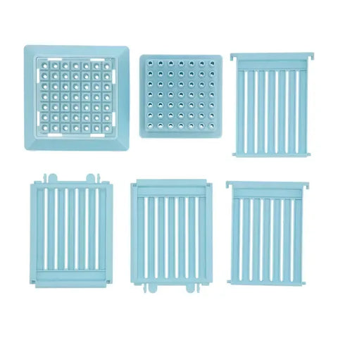 49 Hole Plastic Kebab Maker Box with Skewer Press for Meat, Fruit and Vegetables, Home Kitchen and Outdoor BBQ, Blue