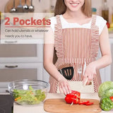 2 Pack Adjustable Cotton Linen Kitchen Aprons with Front Pockets for Cooking, Baking, BBQ, Restaurants and Gardening, Striped In Australia - Darrahopens