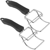 2 Pack Oven Tray Grippers Stainless Steel Hot Plate Tongs with Heat Resistant Handle for Kitchen Baking Black In Australia - Darrahopens