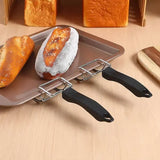 2 Pack Oven Tray Grippers Stainless Steel Hot Plate Tongs with Heat Resistant Handle for Kitchen Baking Black In Australia - Darrahopens