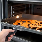 2 Pack Oven Tray Grippers Stainless Steel Hot Plate Tongs with Heat Resistant Handle for Kitchen Baking Black
