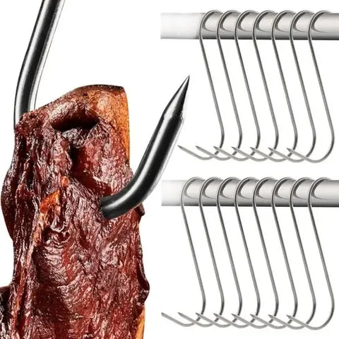 15 Pack Stainless Steel Smoking Hooks, Sharp Meat and Fish Hooks for Home Smoking, BBQ, Butchery and Food Preparation, 15 cm In Australia - Darrahopens