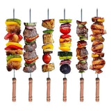 20 Pack Stainless Steel BBQ Skewers with Wooden Handles, Twisted Non-Slip Design for Grilling, Camping and Outdoor Cooking, 30 cm
