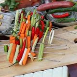 20 Pack Stainless Steel BBQ Skewers with Wooden Handles, Twisted Non-Slip Design for Grilling, Camping and Outdoor Cooking, 30 cm
