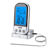 Wireless Digital Grill Thermometer with LCD Display and Dual Probes for BBQ, Kitchen Cooking and 8 Meat Presets, Black