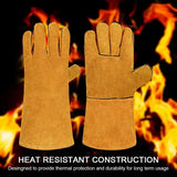 Heat Resistant Split Cowhide Welding Gloves with Cotton Lining for Welding, Grilling, Fireplaces and Gardening, Yellow, 33 cm In Australia - Darrahopens