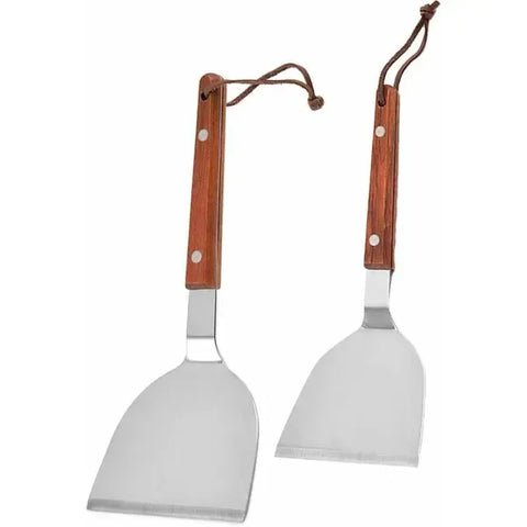 2 Pack BBQ Spatula Set, Stainless Steel Teppanyaki Grill Spatulas with Wooden Handles for Grilling and Griddle Cooking In Australia - Darrahopens