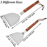2 Pack BBQ Spatula Set, Stainless Steel Teppanyaki Grill Spatulas with Wooden Handles for Grilling and Griddle Cooking In Australia - Darrahopens