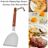 2 Pack BBQ Spatula Set, Stainless Steel Teppanyaki Grill Spatulas with Wooden Handles for Grilling and Griddle Cooking In Australia - Darrahopens